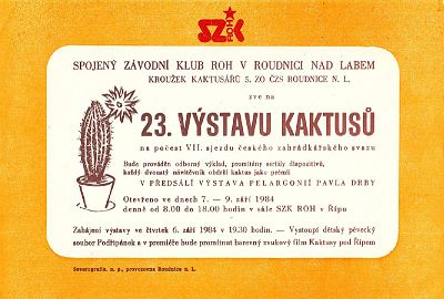 23. Vstava kaktus, Roudnice nad Labem, 1984, men formt, 24 x 16,3 cm