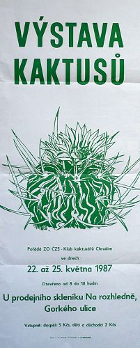 Vstava kaktus, Chrudim 1987, zelen var., atypick rozmr - 68,5 x 27,5 cm