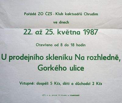 Vstava kaktus, Chrudim 1987, zelen var., data