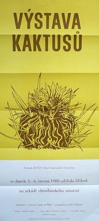 Vstava kaktus, Chrudim 1988, lut var., atypick rozmr - 68 x 30,5 cm,  dve hojn pouvan mnoha kluby jako polotovar